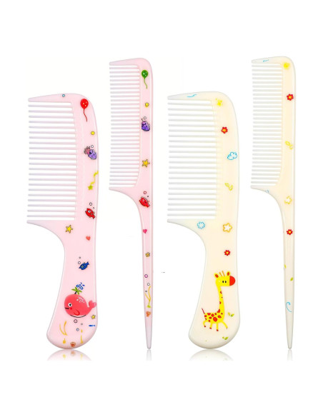 Set de Peines y Cepillos para Bebé Giantree - 4 Piezas Rosa y Amarillo