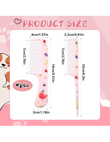 Set de Peines y Cepillos para Bebé Giantree - 4 Piezas Rosa y Amarillo