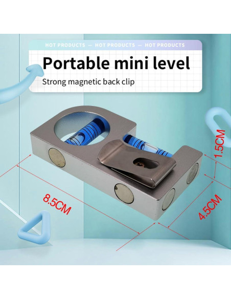 Nivel Mini Magnético The Yan He de Aluminio 85x15x45mm