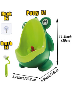 Inodoro de Entrenamiento para Niños Rana Verde con Ganchos y Cepillo 2