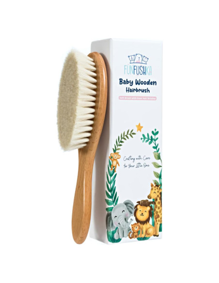 Set de Cepillos de Madera para Bebés FUNFUSHKA - Cerdas Suaves