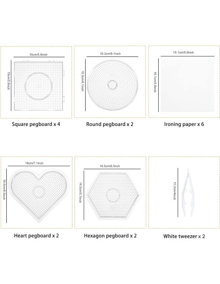 Tableros de Fusión de Beads Dedoot 18 Piezas 5mm Plástico