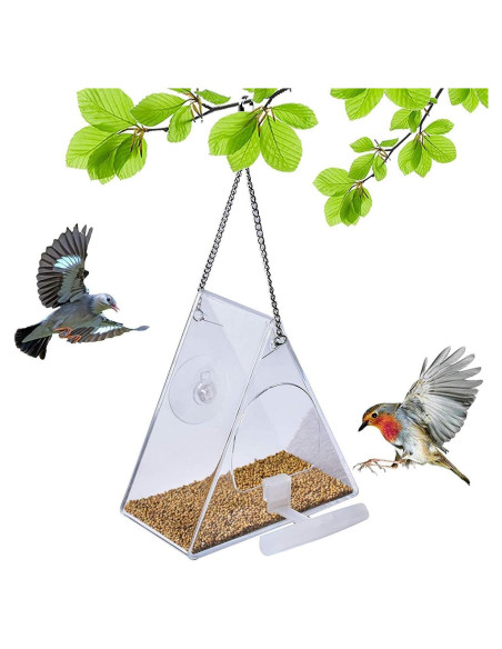 Comedero de Aves Acrílico BHFK Triangular para Ventana