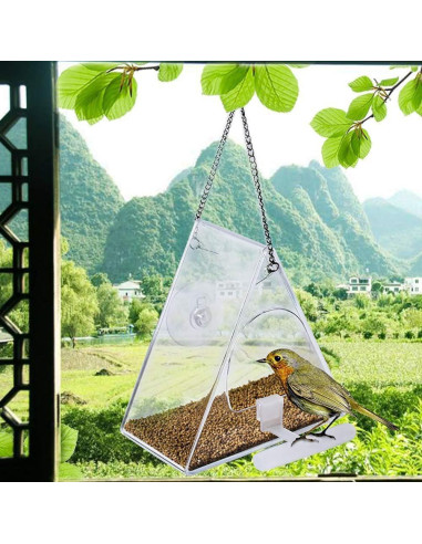 Comedero de Aves Acrílico BHFK Triangular para Ventana