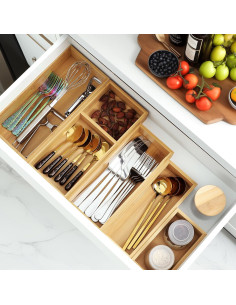 Juego de Organizadores de Cajón de Bambú MapleGrace 5 PCS 2