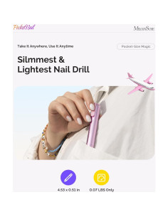 Taladro de Uñas Portátil MelodySusie PC100G Oro Rosa con Aceite 2