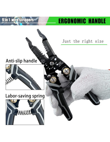 Herramienta Desforradora 9 en 1 Groword - Cortador de Cables 20-50 AWG