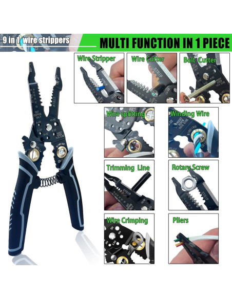 Herramienta Desforradora 9 en 1 Groword - Cortador de Cables 20-50 AWG