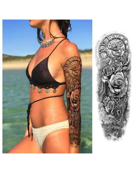 Mangas de Tatuajes Temporales ChurlChurl - 12 Hojas, Diseño Variado