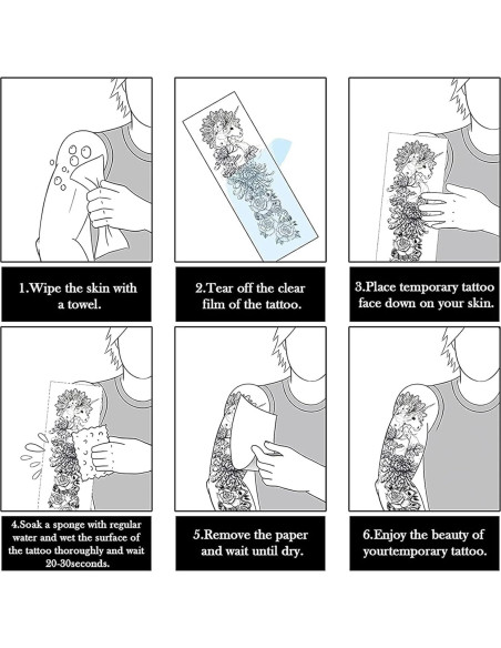 Mangas de Tatuajes Temporales ChurlChurl - 12 Hojas, Diseño Variado