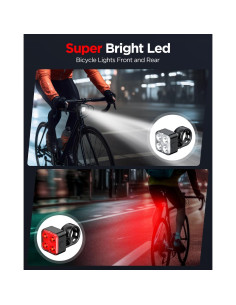 Conjunto de luces LED recargables AKALE para bicicleta IPX4 2