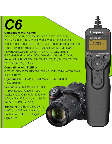 Temporizador Remoto de Disparo HANPUSEN TR-90 para Canon, Fuji, Olympus