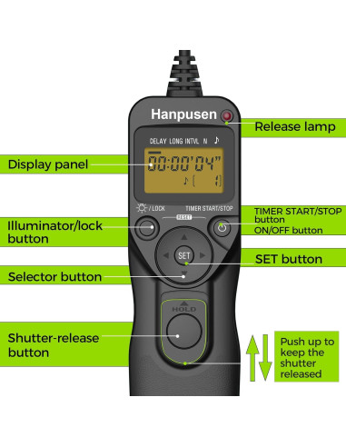 Temporizador Remoto de Disparo HANPUSEN TR-90 para Canon, Fuji, Olympus