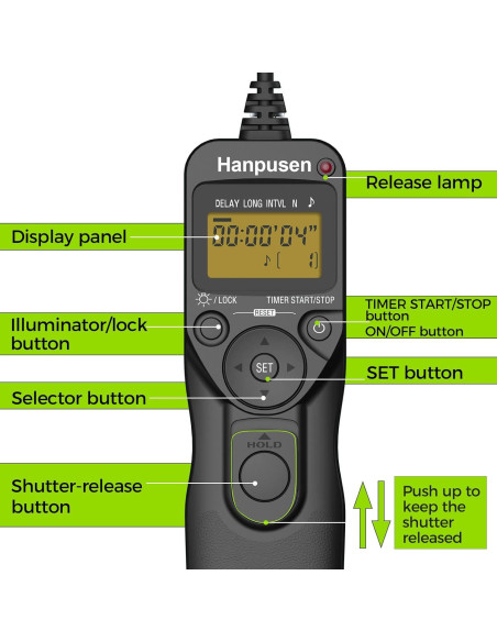 Temporizador Remoto de Disparo HANPUSEN TR-90 para Canon, Fuji, Olympus