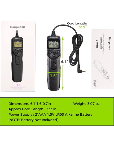 Temporizador Remoto de Disparo HANPUSEN TR-90 para Canon, Fuji, Olympus