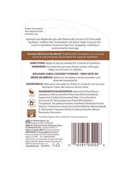 Bálsamo Labial Palmer's Aceite de Coco Hidratación 24h