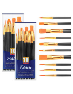 Conjunto de Pinceles ESRICH 20 Pcs Nylon para Acrílico