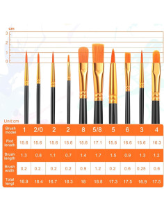 Conjunto de Pinceles ESRICH 20 Pcs Nylon para Acrílico 2