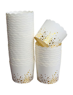 Paquete de 50 Tazas de Papel Bake-In-Cup Grande Confeti Dorado 2