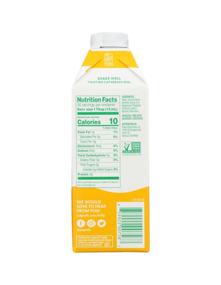 Crema de Almendra y Coco NUTPODS 750 ml Sin Azúcar