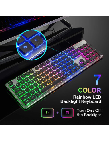 Teclado de Membrana LANGTU L1 Retroiluminado LED 104 Teclas