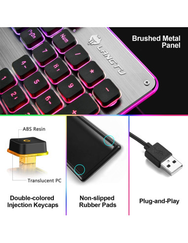 Teclado de Membrana LANGTU L1 Retroiluminado LED 104 Teclas