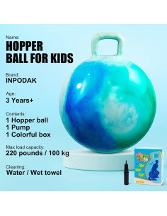 Bola Saltarina INPODAK 46 cm con Mango para Niños 3-6 Años 2