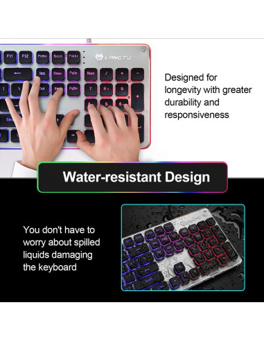 Teclado de Membrana LANGTU L1 Retroiluminado LED 104 Teclas