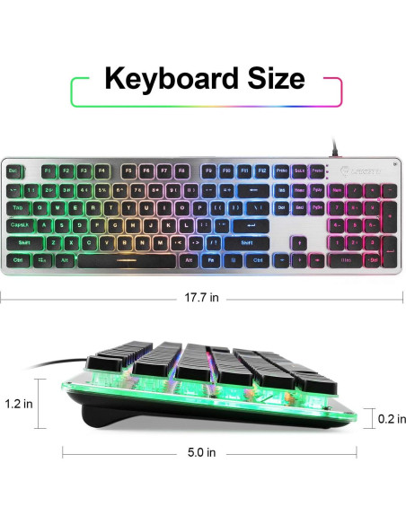 Teclado de Membrana LANGTU L1 Retroiluminado LED 104 Teclas