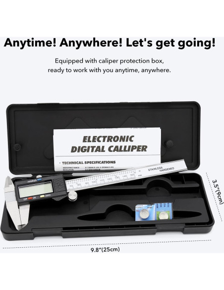 Calibrador Digital Vizbrite 150mm Acero Inoxidable Pantalla LCD