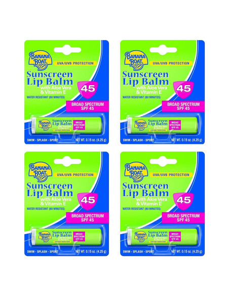 Bálsamo Labial Aloe Vera Banana Boat SPF 45 Paquete de 4