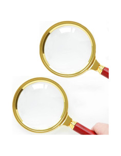 Lupa de Mano 6X COCOMK - 2 Pcs, Color Rojo, Vidrio