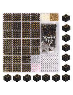 Perlas de Letras Negras DoDoBeads - 1650 Piezas Redondas