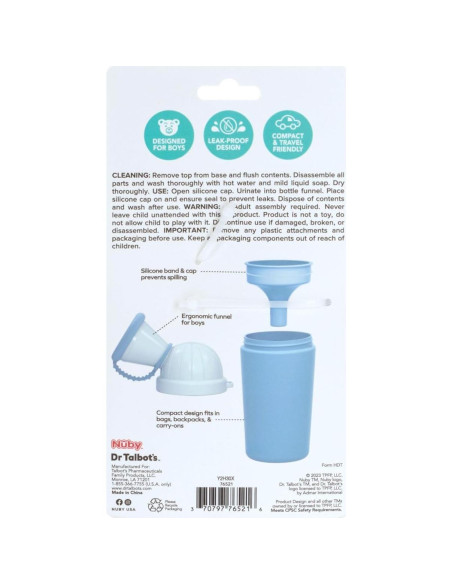 Orinal de Viaje Nuby para Niños - Portátil a Prueba de Fugas