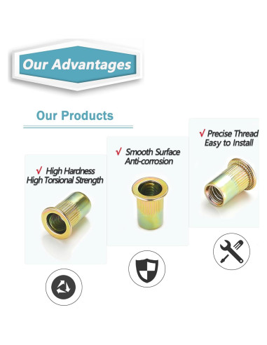 Tuercas Remachadas Kadrick 3/8"-16 Acero al Carbono 35Pcs