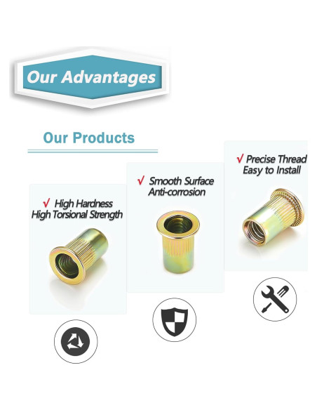 Tuercas Remachadas Kadrick 3/8"-16 Acero al Carbono 35Pcs