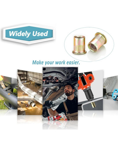 Tuercas Remachadas Kadrick 3/8"-16 Acero al Carbono 35Pcs