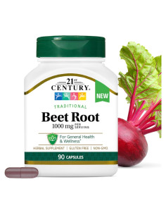 Suplemento de Raíz de Remolacha Siglo 21 1000 mg 90 Cápsulas