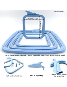 Aro de Bordado Cuadrado Nurge Azul X-Pequeño 28x25cm 2