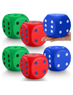 6 Dados de Espuma Jumbo Coloridos 10 cm para Alivio de Estrés