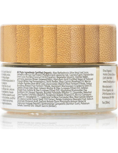 Crema Facial Hidratante Elina Organics 28g con Colágeno Marino