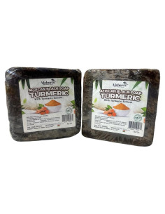 Jabón Negro Africano Aleheri 100% Crudo con Cúrcuma - Multipack 2