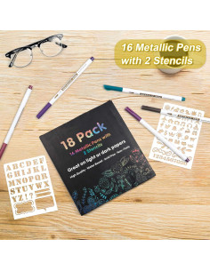 Paquete de 18 Marcadores Metálicos Lineon Punta Fina 16 Colores 2