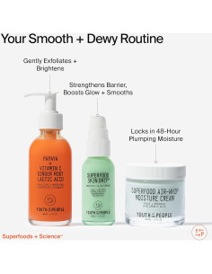 Kit de Cuidado Facial Youth To The People - Limpiador Exfoliante Suave 142g + Hidratante 56g + Suero 28g 2