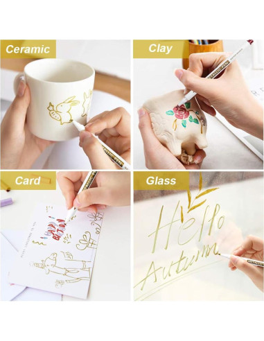 Paquete de 18 Marcadores Metálicos Lineon Punta Fina 16 Colores