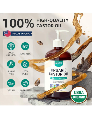 Aceite de Ricino Orgánico Sylvana 473ml con Pump - Puro y Natural