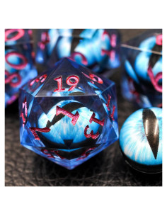 Juego de Dados D&D Ojo de Dragón con Núcleo Líquido - 7 Piezas
