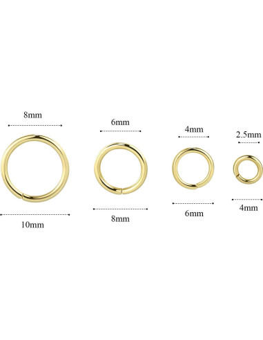 Anillas de Salto Doradas ALEXCRAFT 900PCS 4-10mm para Joyería
