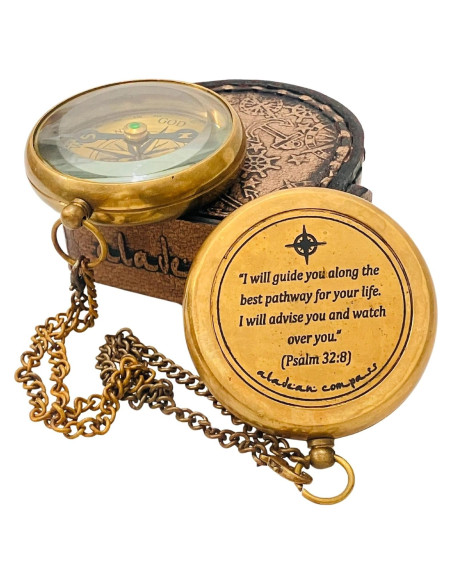 Brújula de Latón Antiguo ALADEAN Camino Divino 5.08 cm