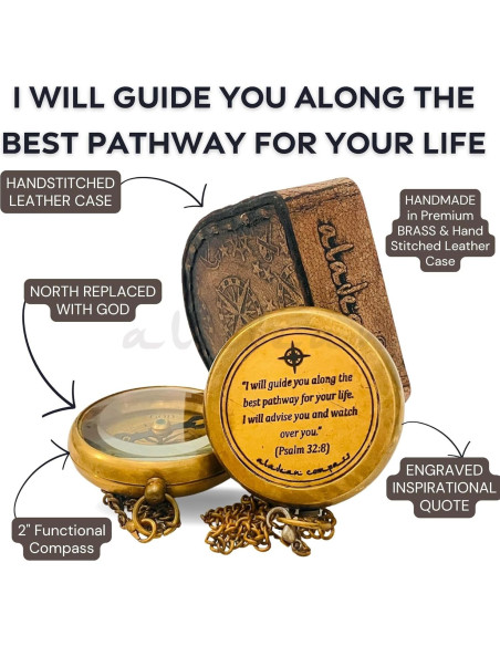Brújula de Latón Antiguo ALADEAN Camino Divino 5.08 cm